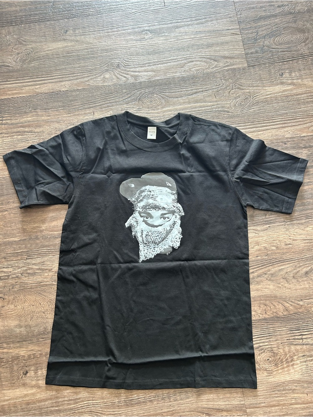 Black Rap Yeat Graphic Crewneck T-Shirt with Printed Face Design